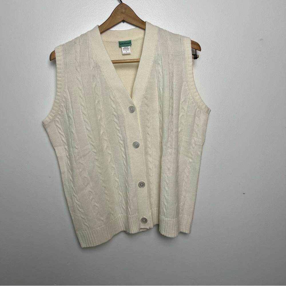 Women’s Vintage Cream Cable Knit Sweater Vest Large‎